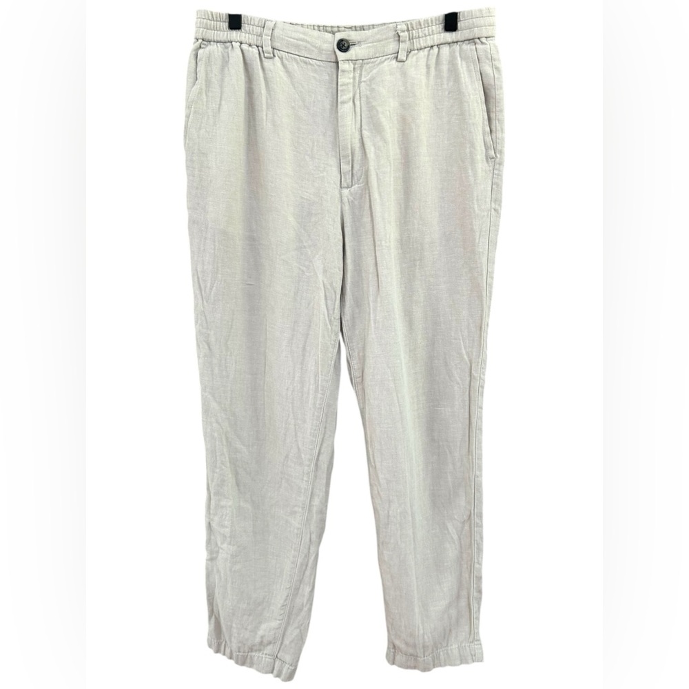 Men's Light Gray Casual Linen Blend Pants
